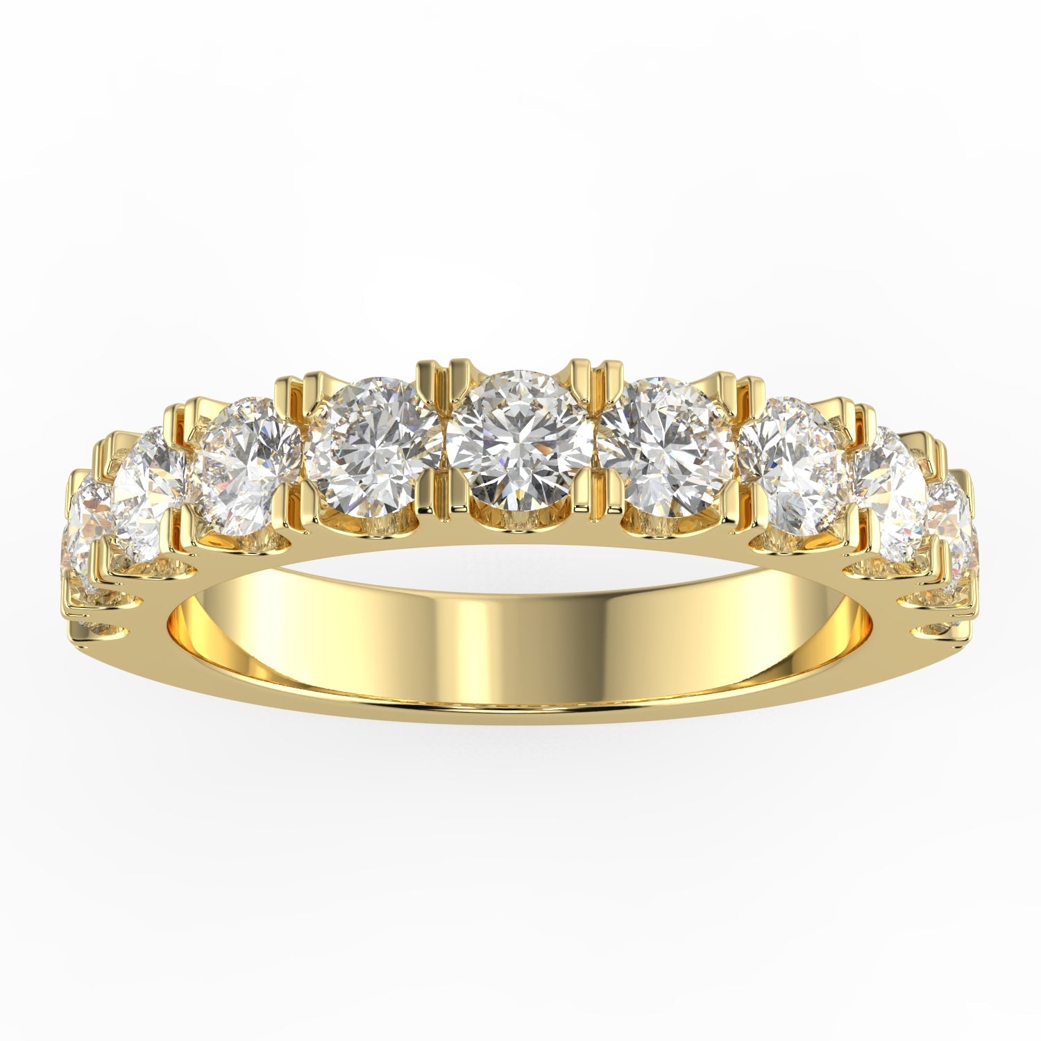 0.75CTW 11 ROUND STONE PRONG SET NATURAL DIAMOND GH/SI HALF ETERNITY WEDDING /ANNIVERSARY BAND SET IN 14K GOLD