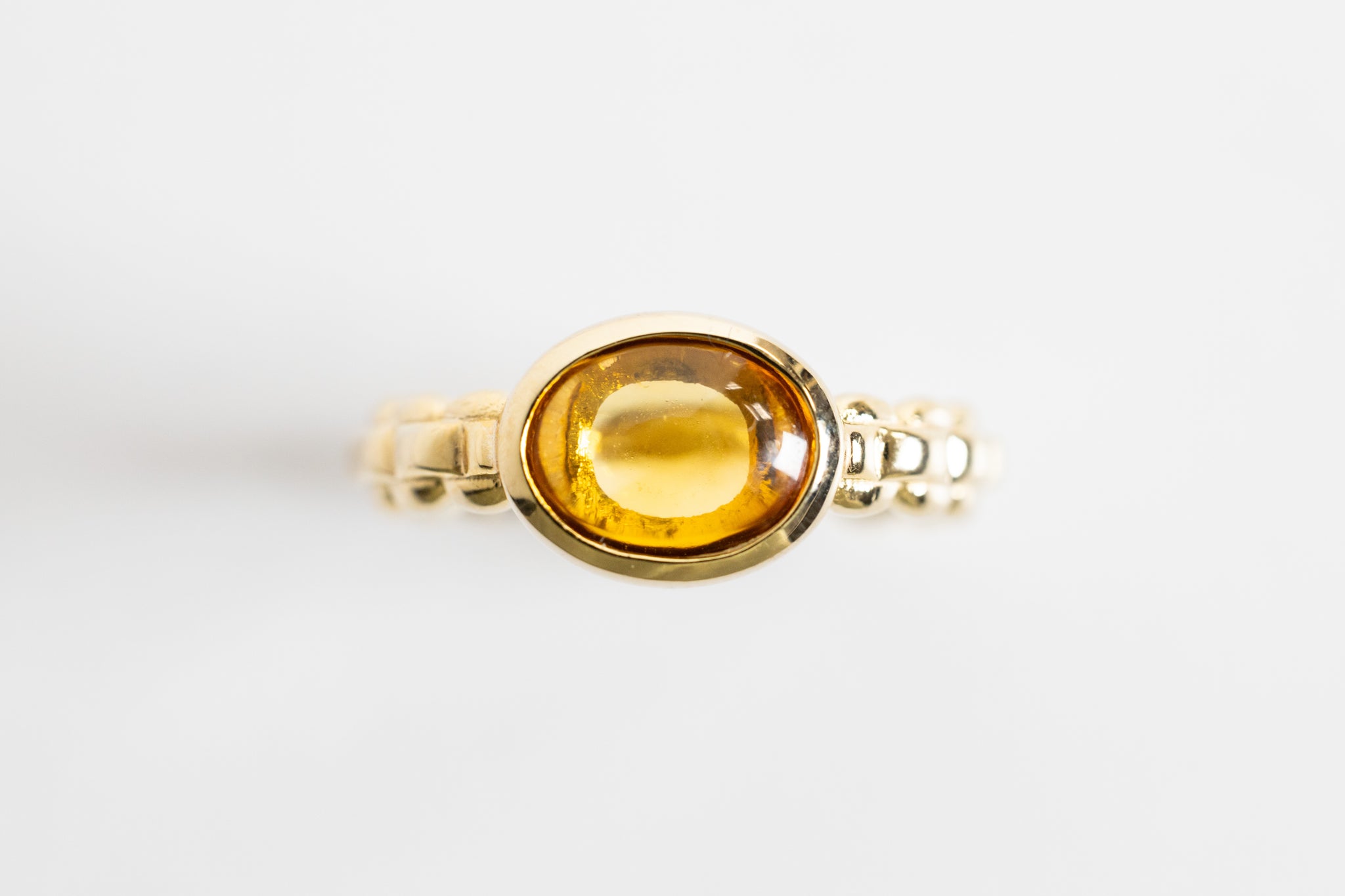 Natural Citrine Twisted Shank Ring With 18k Yellow Gold Vermeil Over Silver