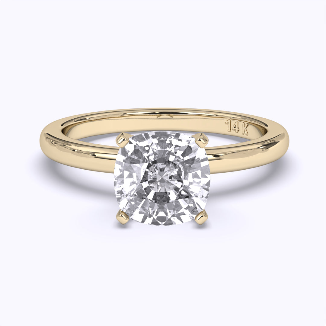0.50CT Cushion Cut Solitaire Near Colorless  (F-G) Color with VS/ SI Clarity Lab-Grown Engagement Diamond Ring for Women 14K Gold