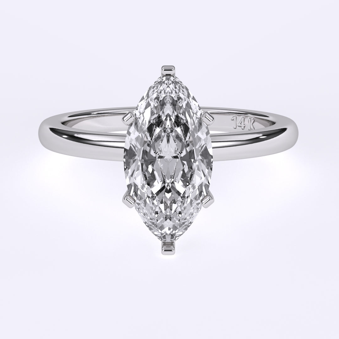 1.00 CTW Natural Diamond G-H Color SI Clarity Perfect Design Marquise Shape Solitaire Engagement Diamond Ring