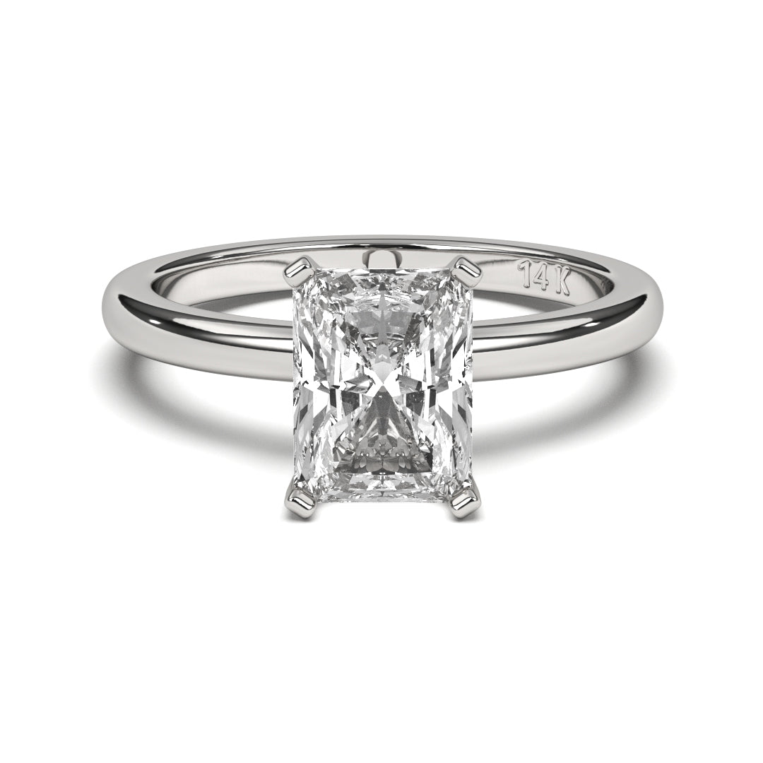 Natural Diamond Radiant Shape GH/I1 Clarity Perfect Design Solitaire Engagement Diamond Ring