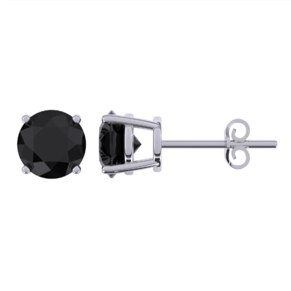 Black Diamond Stunning Studs Sterling Silver 925 with 14k White Rhodium for None Tarnish