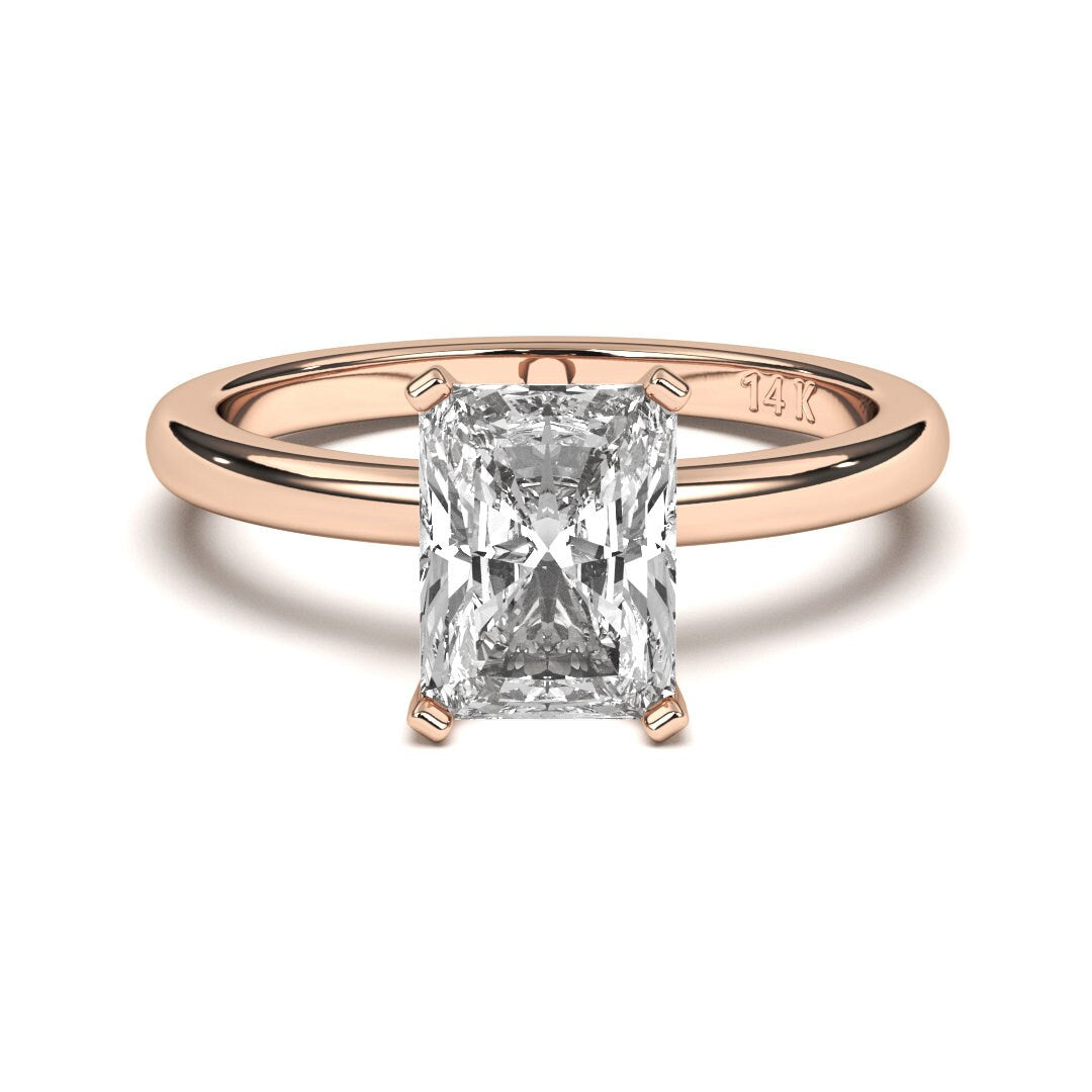 0.50CT Radiant Cut Solitaire Near Colorless  (F-G) Color  with VS/ SI Clarity Lab-Grown Engagement Diamond Ring for Women 14K Gold