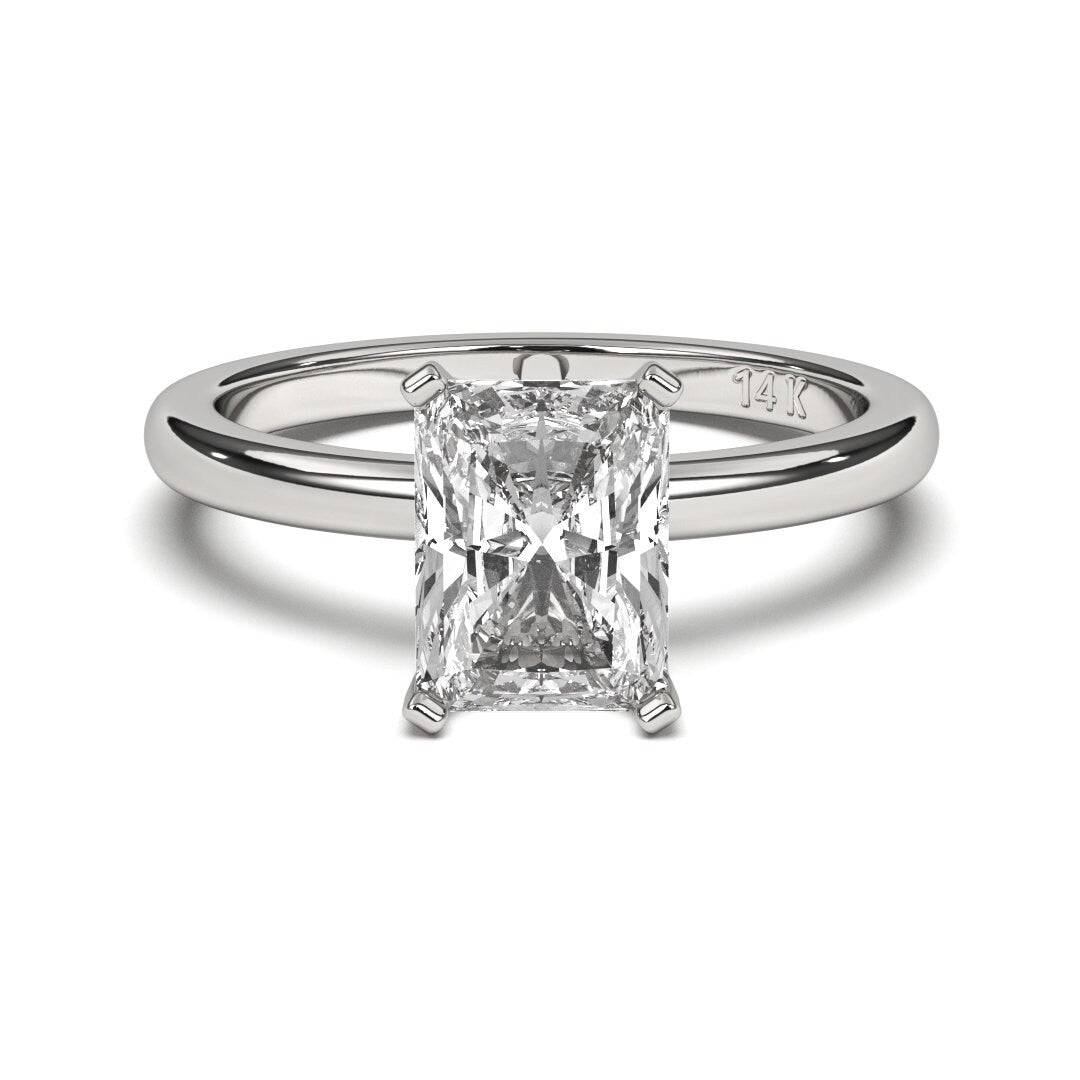 0.75CT Radiant Cut Solitaire Near Colorless  (F-G) Color with VS/ SI Clarity Lab-Grown Engagement  Diamond Ring for Women 14K Gold