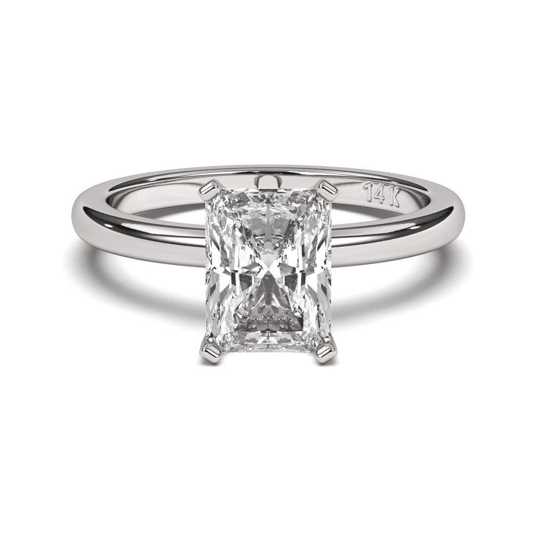 Radiant Shape Solitaire Near Colorless  (F-G) Color  with VS/ SI Clarity Lab-Grown Engagement Diamond Ring for Women 14K Gold