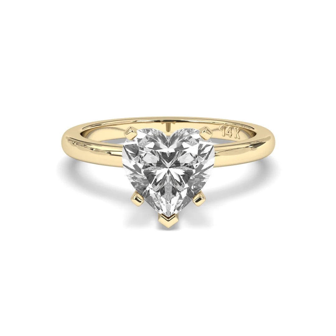 0.50CT Heart Cut Solitaire Near Colorless (F-G) Color with VS/ SI Clarity Lab-Grown Engagement Diamond Ring for Women 14K Gold