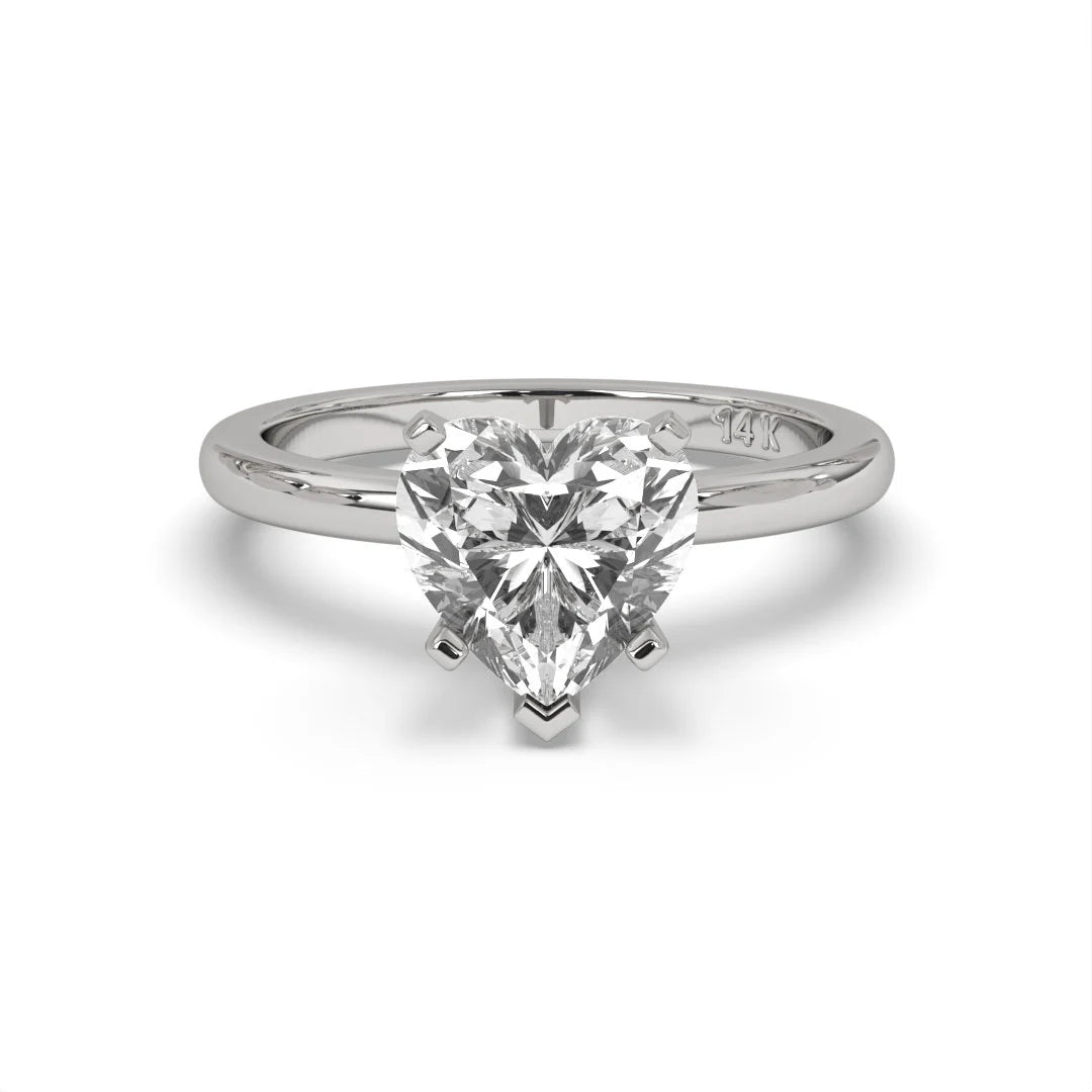 Natural Diamond Heart Shape GH/I1 Clarity Perfect Design Solitaire Engagement Diamond Ring