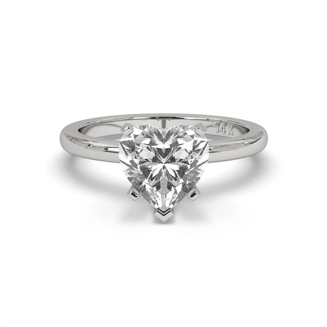 Heart Shape Solitaire Near Colorless  (F-G) Color  with VS/ SI Clarity Lab-Grown Engagement Diamond Ring for Women 14K Gold