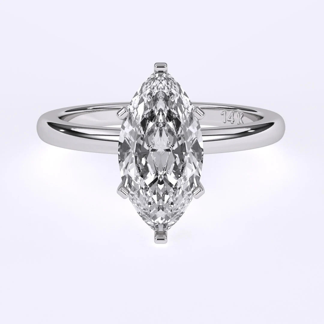 0.75CT Marquise Cut Solitaire Near Colorless  (F-G) Color  with VS/ SI Clarity Lab-Grown Engagement  Diamond Ring for Women 14K Gold