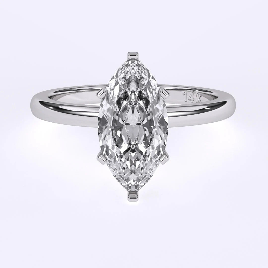 Marquise Shape Solitaire Near Colorless  (F-G) Color  with VS/ SI Clarity Lab-Grown Engagement Diamond Ring for Women 14K Gold