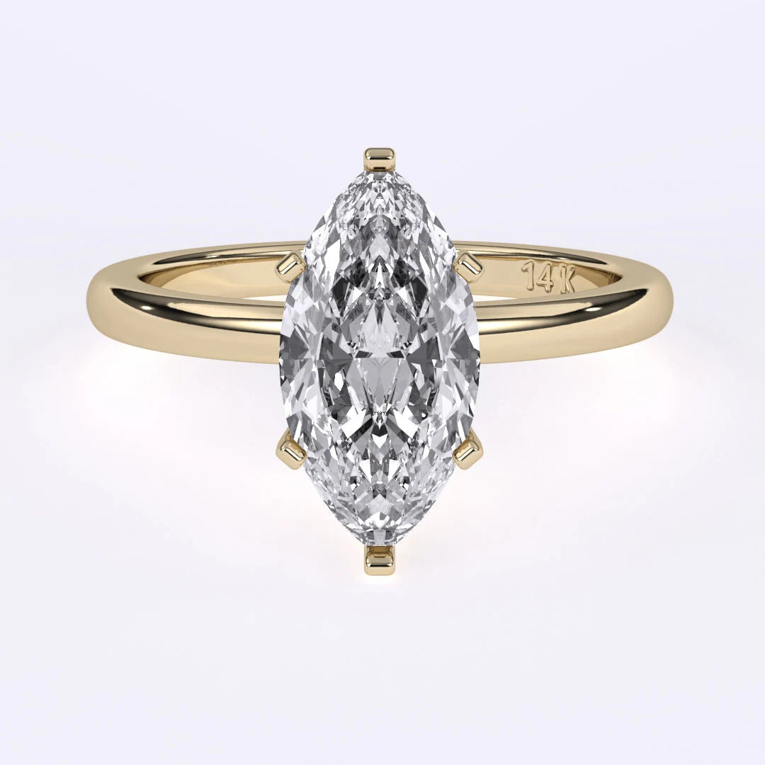 0.50CT Marquise Solitaire Near Colorless  (F-G) Color with VS/ SI Clarity Lab-Grown Engagement Diamond Ring for Women 14K Gold