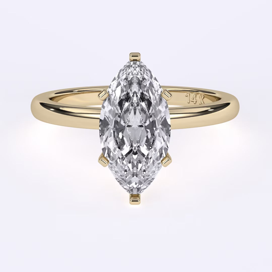 1.5CT Marquise Cut Solitaire Near Colorless  (F-G) Color with VS/ SI Clarity Lab-Grown  Engagement Diamond Ring for Women 14K Gold
