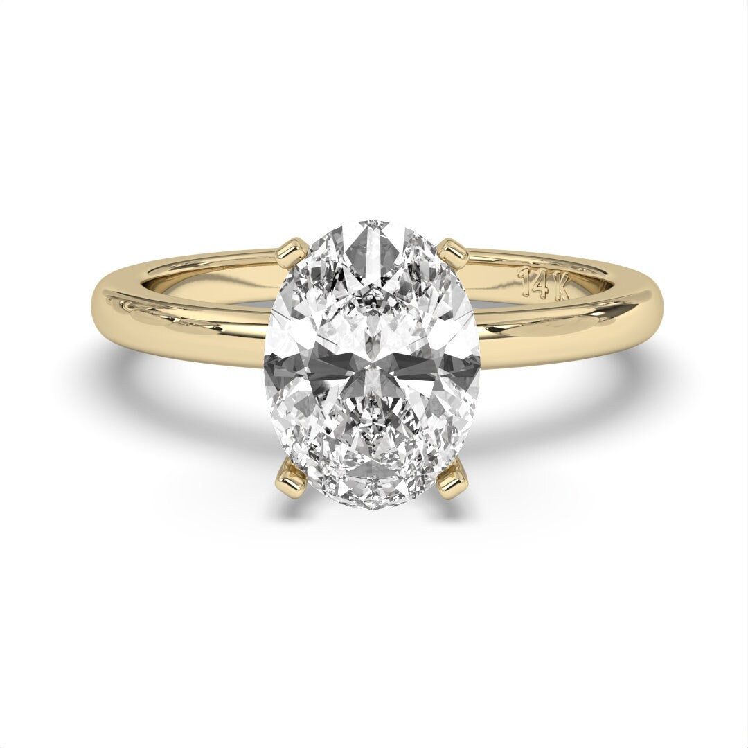 0.75CT Oval Cut Solitaire Near Colorless  (F-G) Color with VS/ SI Clarity Lab-Grown Engagement Diamond Ring for Women 14K Gold