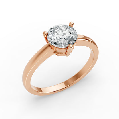 0.50CT Round Shape Lab Grown F Diamond in 14K Gold Ring