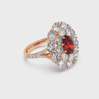 2.50CT Oval Shape Lab-Created Red Ruby in 14K Gold Ring
