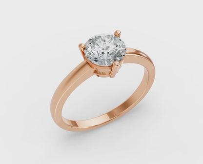 0.50CT Round Shape Lab Grown F Diamond in 14K Gold Ring