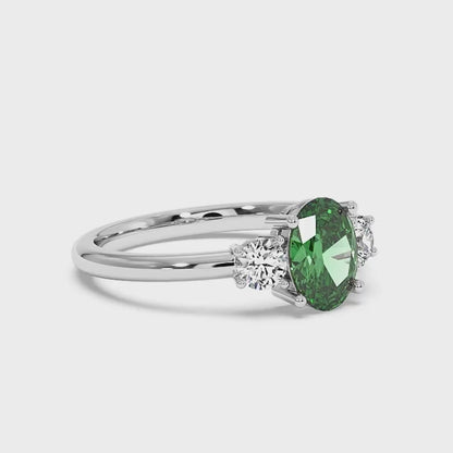 1.75CT Oval Shape Simulated Green Y.A.G in 14K Gold Ring