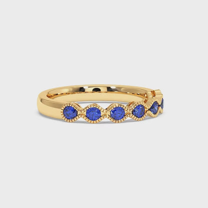 0.50CTW Round Shape Lab-Created Blue Sapphire in 14K Gold Ring