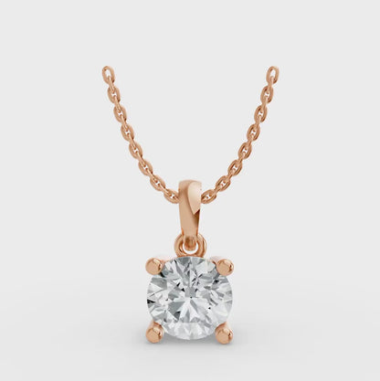 Round Shape Lab Grown Diamond 4-prong Pendant in 10K / 14K Gold