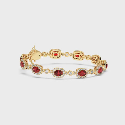 9.30CTW Oval Shape Lab Grown Gems 14K Gold Bracelet