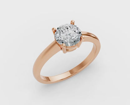 0.50CT Round Shape Lab Grown F Diamond in 14K Gold Ring