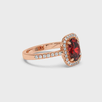 2.50CT Oval Shape Lab-Created Red Ruby in 14K Gold Ring
