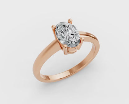 0.50CT Oval Shape Lab Grown F Diamond in 14K Gold Ring