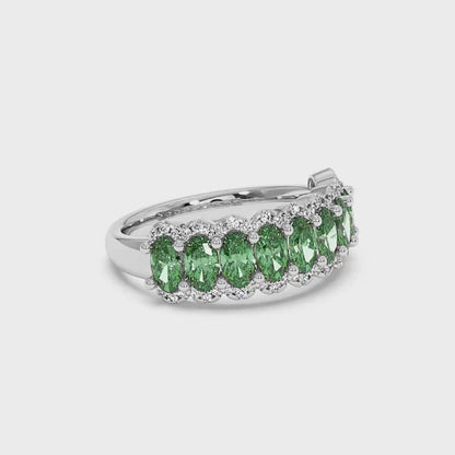3.20CTW Oval Shape Lab Grown Green Y.A.G in 14K Gold Ring