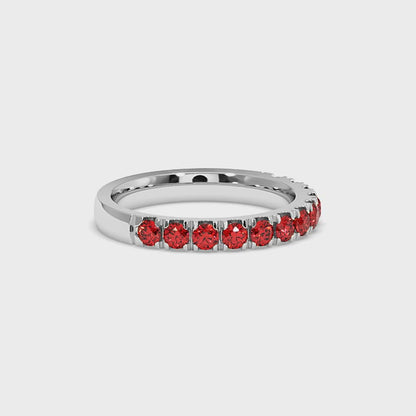 1CTW Round Shape Lab-Created Red Ruby in 14K Gold Ring