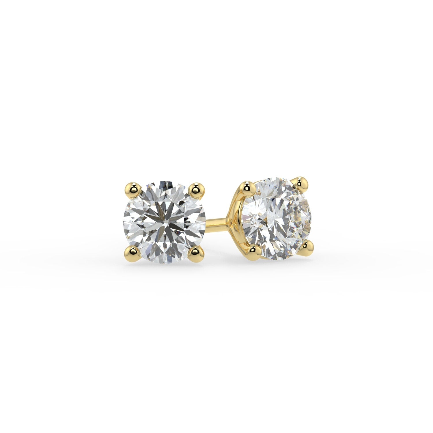 0.25 Ct Natural  Diamond  I1 Clarity Round Shape Solitaire 4 Prong Martini Style  Unisex Studs with Butterfly Pushbacks 14K Gold