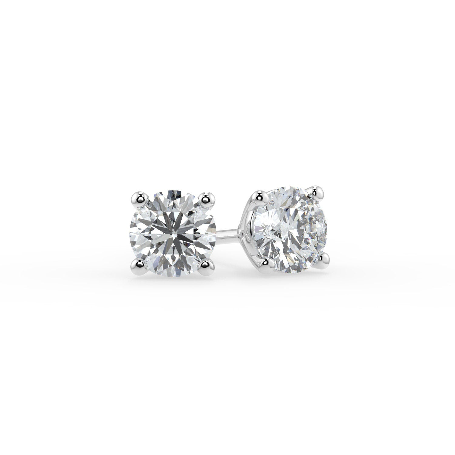 0.33 Ct Natural  Diamond  SI Clarity Round Shape Solitaire 4 Prong Martini Style  Unisex Studs with Butterfly Pushbacks 14K White Gold