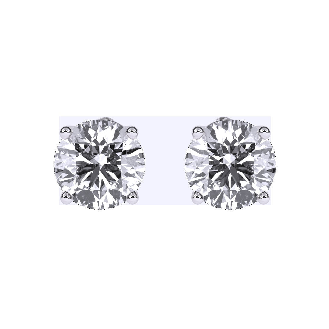 4 CTW F-G Color VS-SI Clarity Round Cut Solitaire Lab-Grown Diamond Stud Earrings with Butterfly Pushbacks Unisex Stud