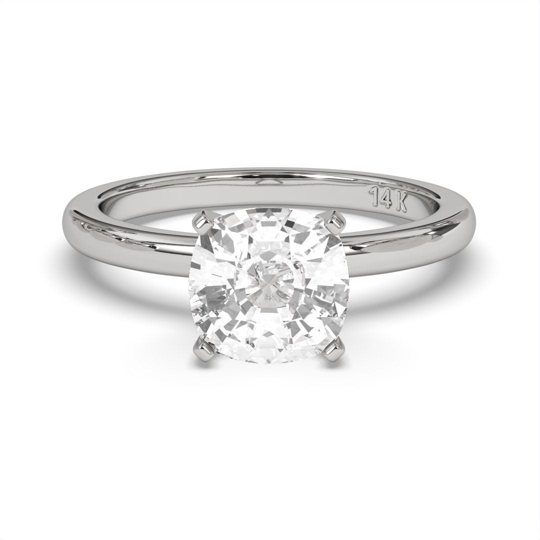 1.5CT Cushion Cut Solitaire Near Colorless  (F-G) Color with VS/ SI Clarity Lab-Grown Engagement Diamond Ring for Women 14K Gold