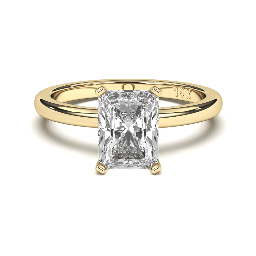 3CT Radiant Cut Solitaires F-G Color with VS/ SI Clarity Lab-Grown  Engagement  Diamond Ring for Women 14K Gold