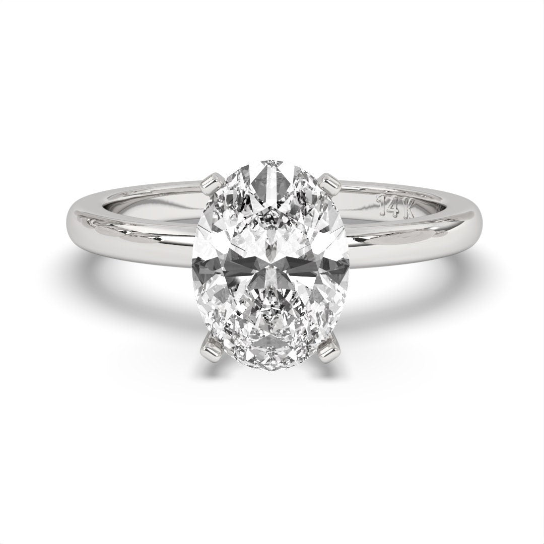 0.75CT Oval Cut Solitaire Near Colorless  (F-G) Color  with VS/ SI Clarity Lab-Grown Engagement Diamond Ring for Women 14K Gold