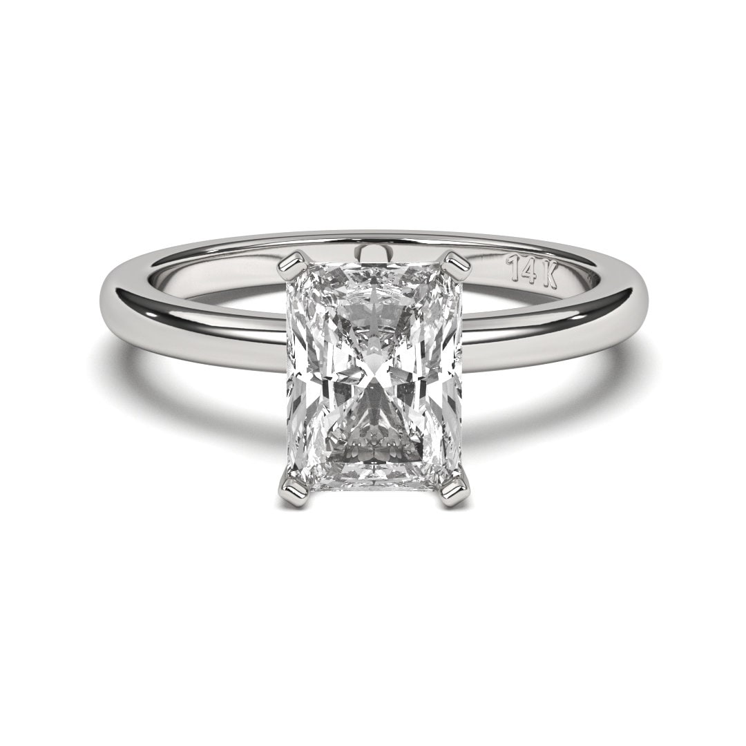 3CT Radiant Cut Solitaires F-G Color with VS/ SI Clarity Lab-Grown Fashion Promise Diamond Ring for Women 14K Gold