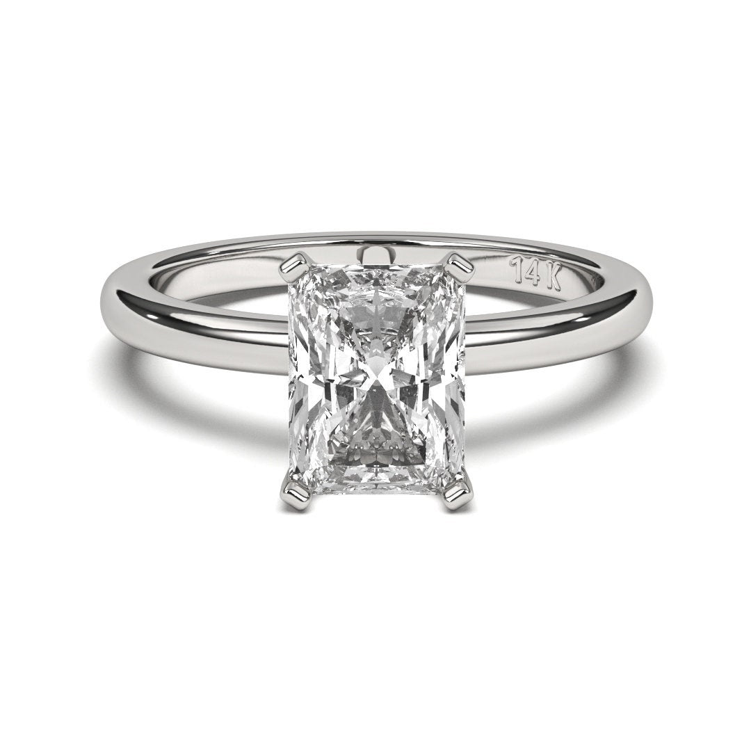 0.50CT Radiant Cut Solitaire Near Colorless  (F-G) Color with VS/ SI Clarity Lab-Grown Engagement Diamond Ring for Women 14K Gold